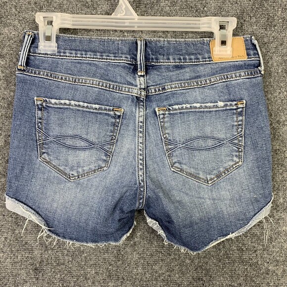Abercrombie & Fitch Denim Bootie Shorts Women Size 0 frayed Destroyed - Picture 4 of 7